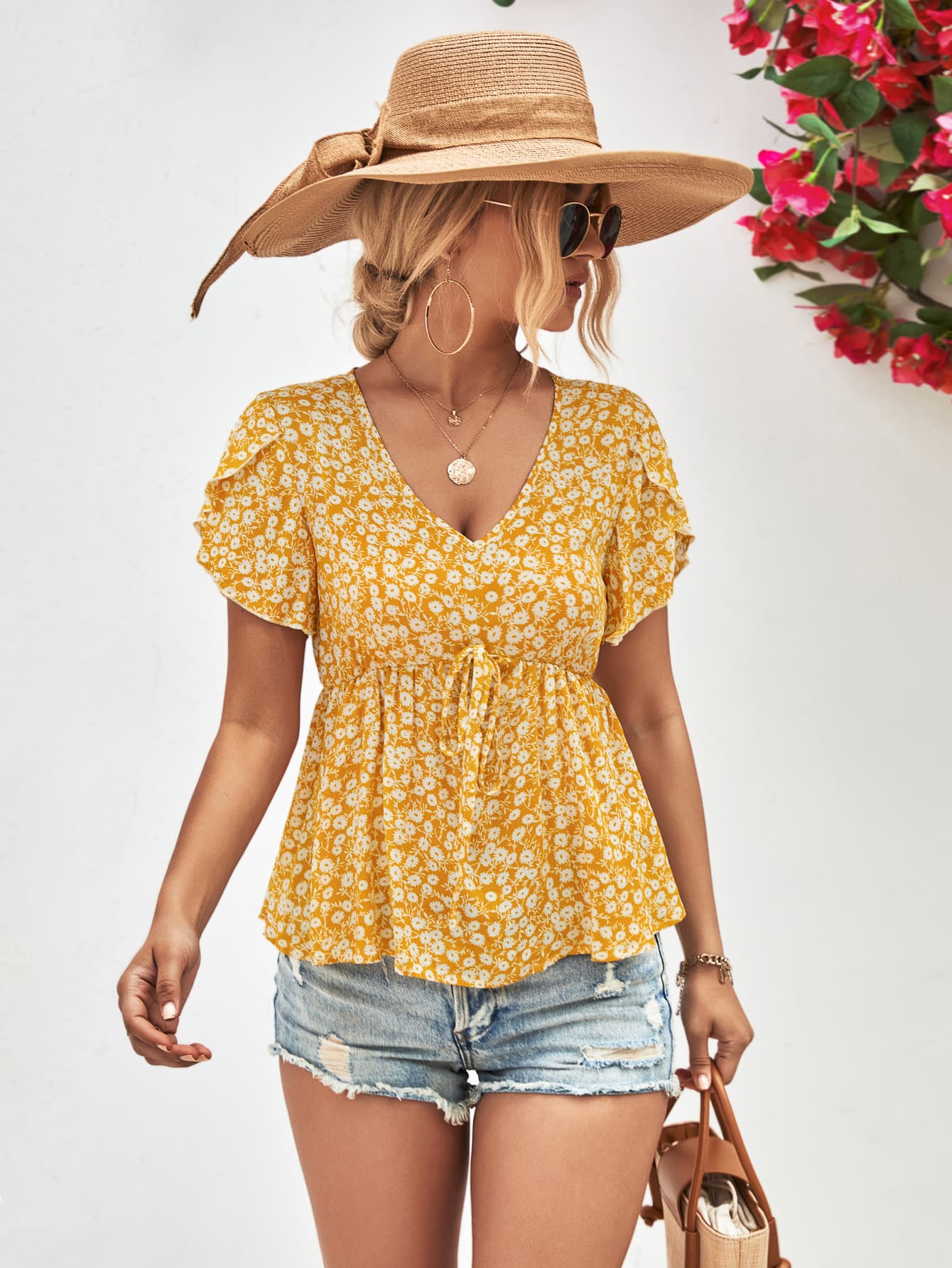 Floral Petal Sleeve Top