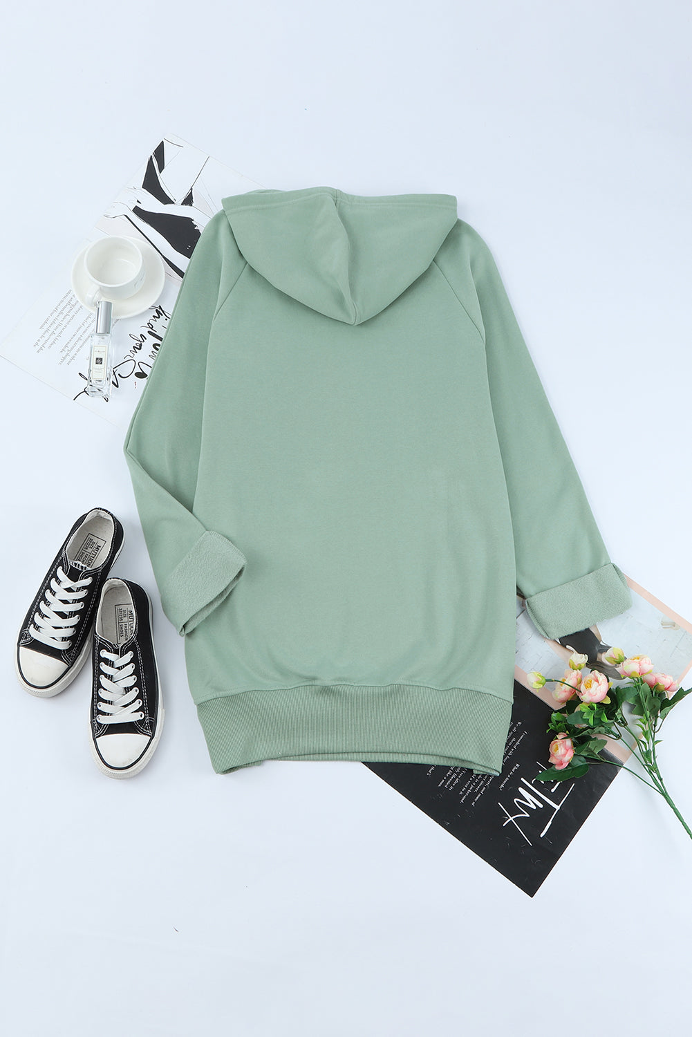 Side Slit Raglan Sleeve Hoodie