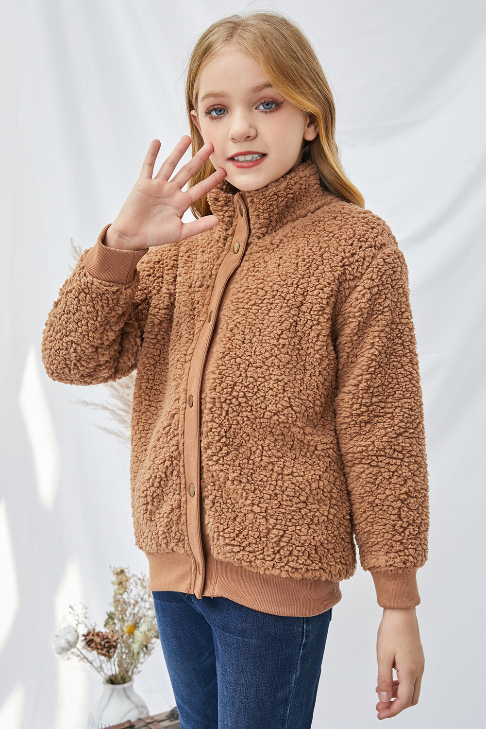 Girls Snap Front Teddy Jacket