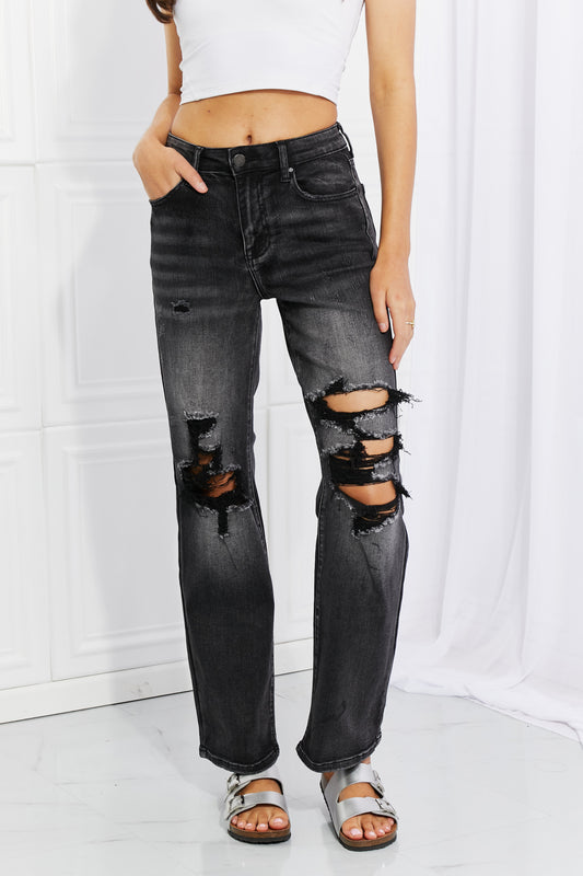 RISEN Full Size Lois Distressed Loose Fit Jeans