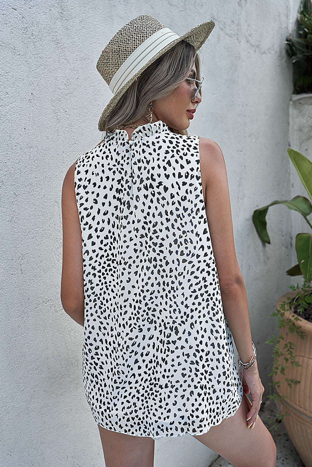 Leopard Print Frill Neck Tank