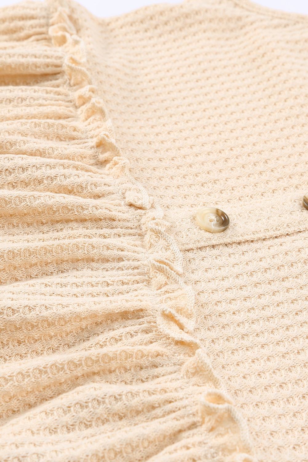 Decorative Button V-Neck Waffle-Knit Tank