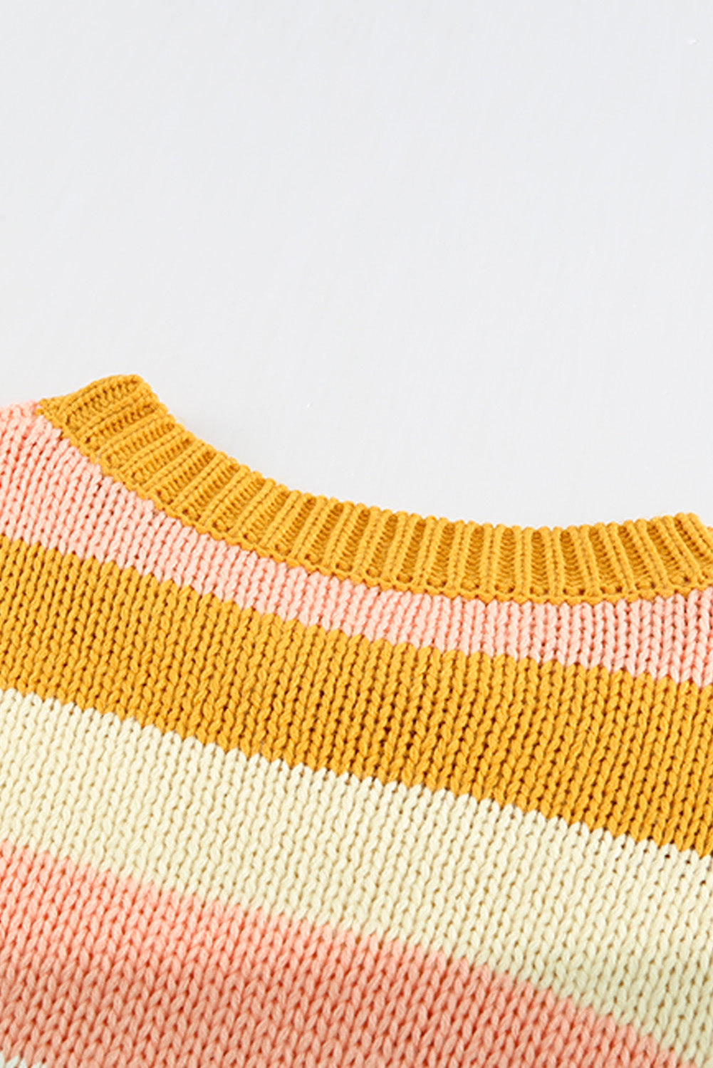 Women's Striped Dropped Shoulder Knitted Pullover Sweater in Blue/Yellow or Pink/Yellow