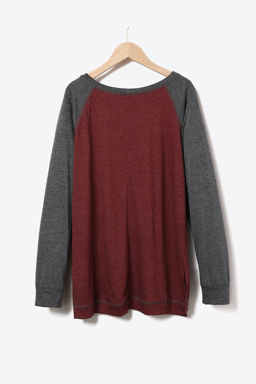 Contrast Raglan Sleeve Round Neck Top