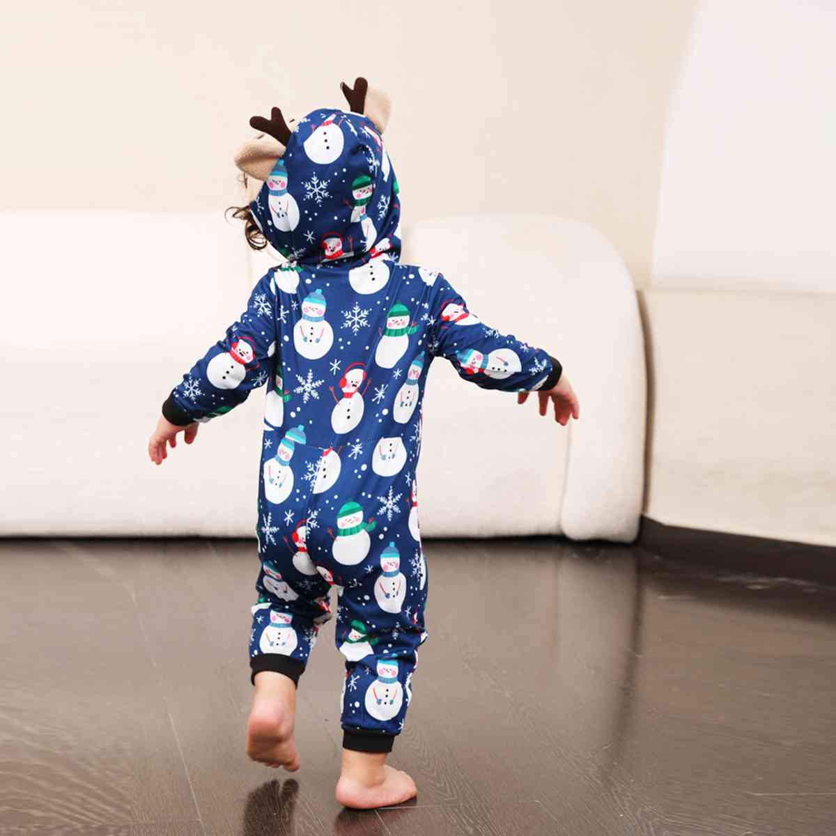 Snowman Print Hooded Jumpsuit