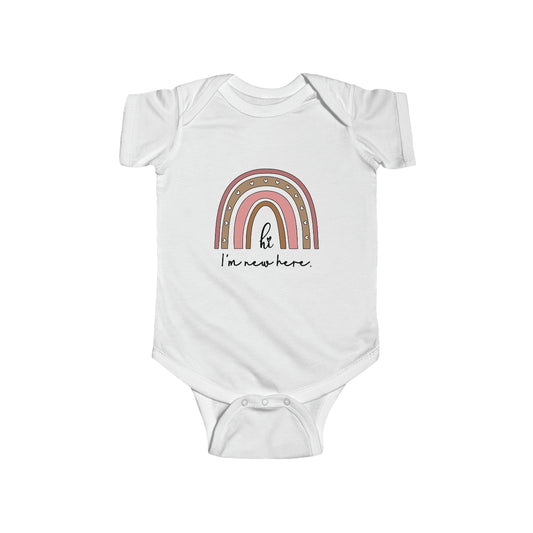 Hi, I'm new here Baby Onesie, Infant Fine Jersey Bodysuit Sizes Newborn - 24 months