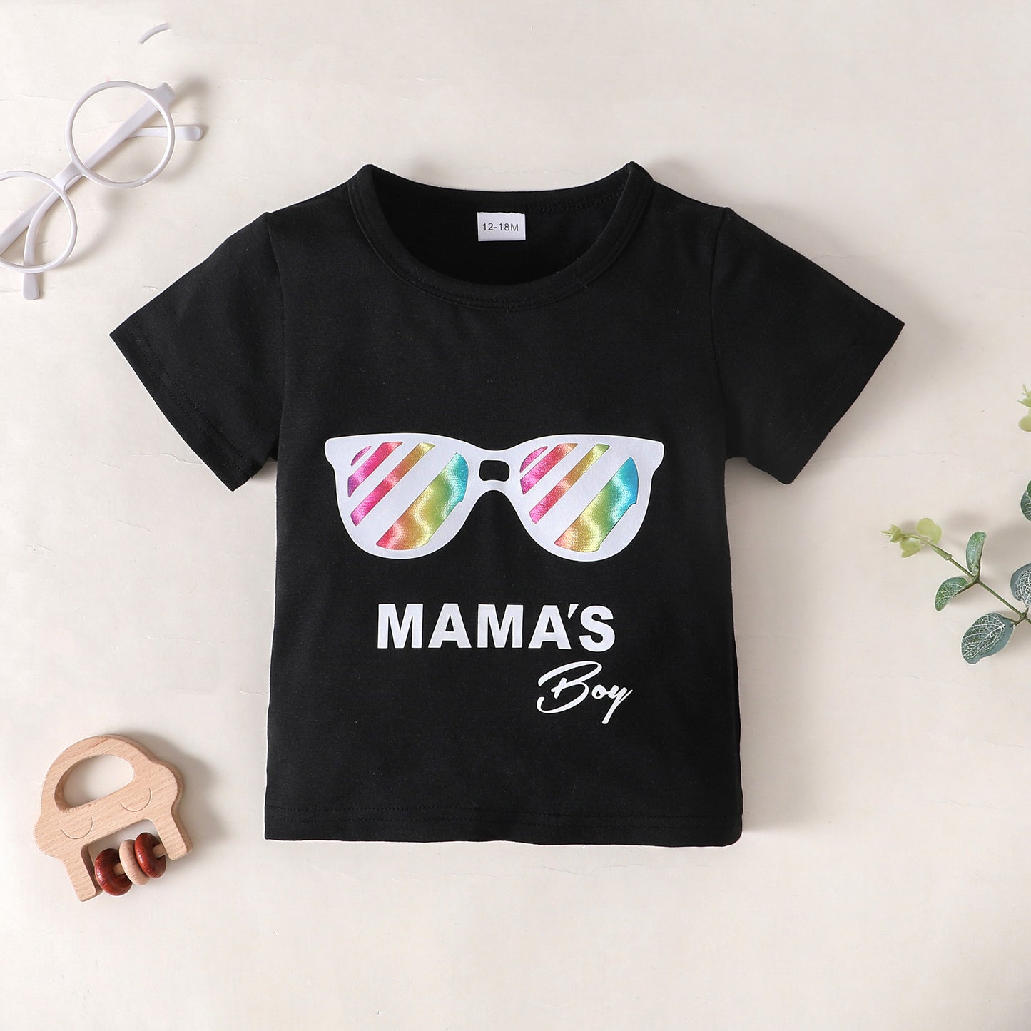 MAMA'S BOY Graphic T-Shirt and Camouflage Bottoms Set