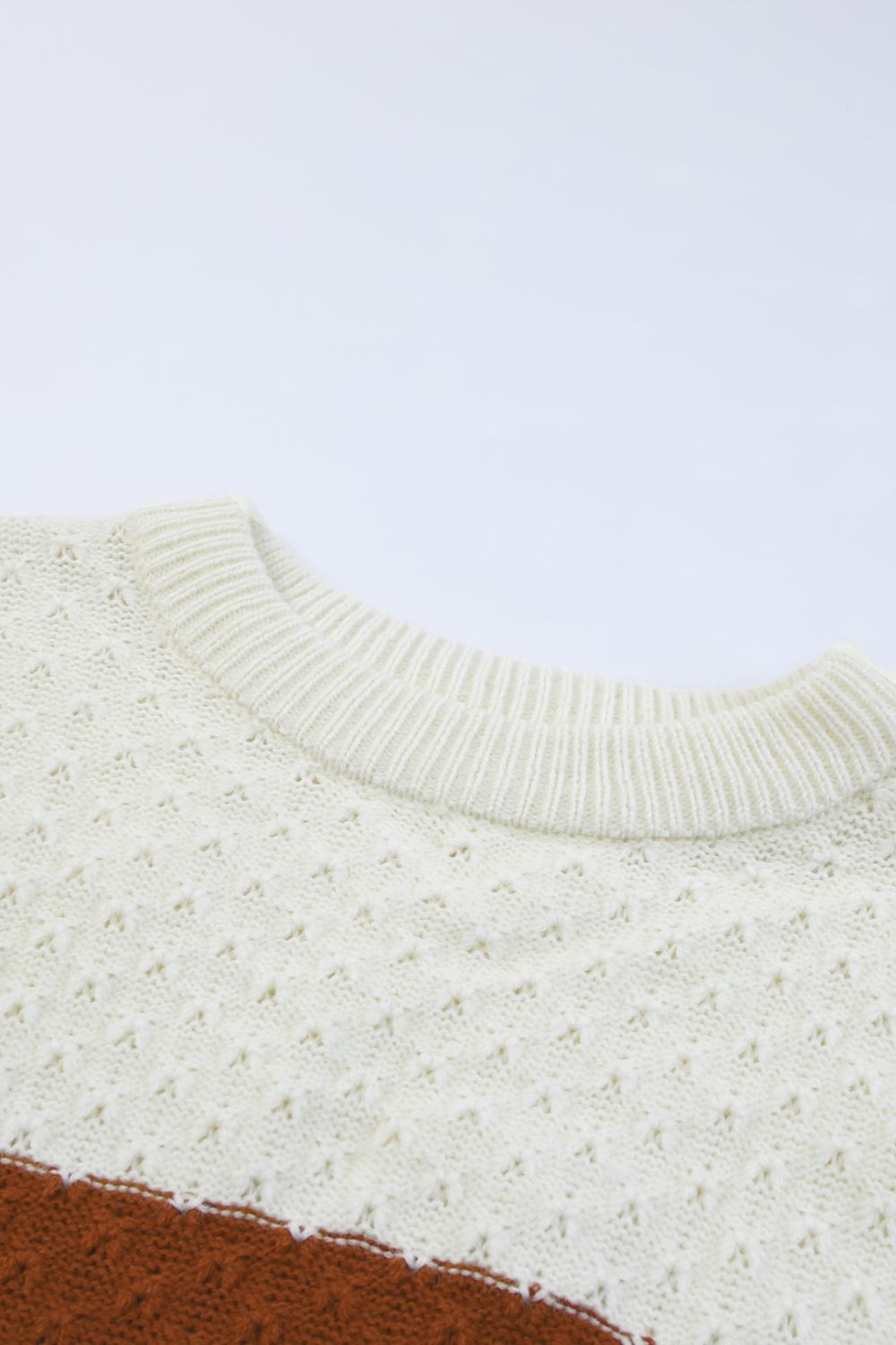 Color Block Ribbed Trim Drop Shoulder Sweater