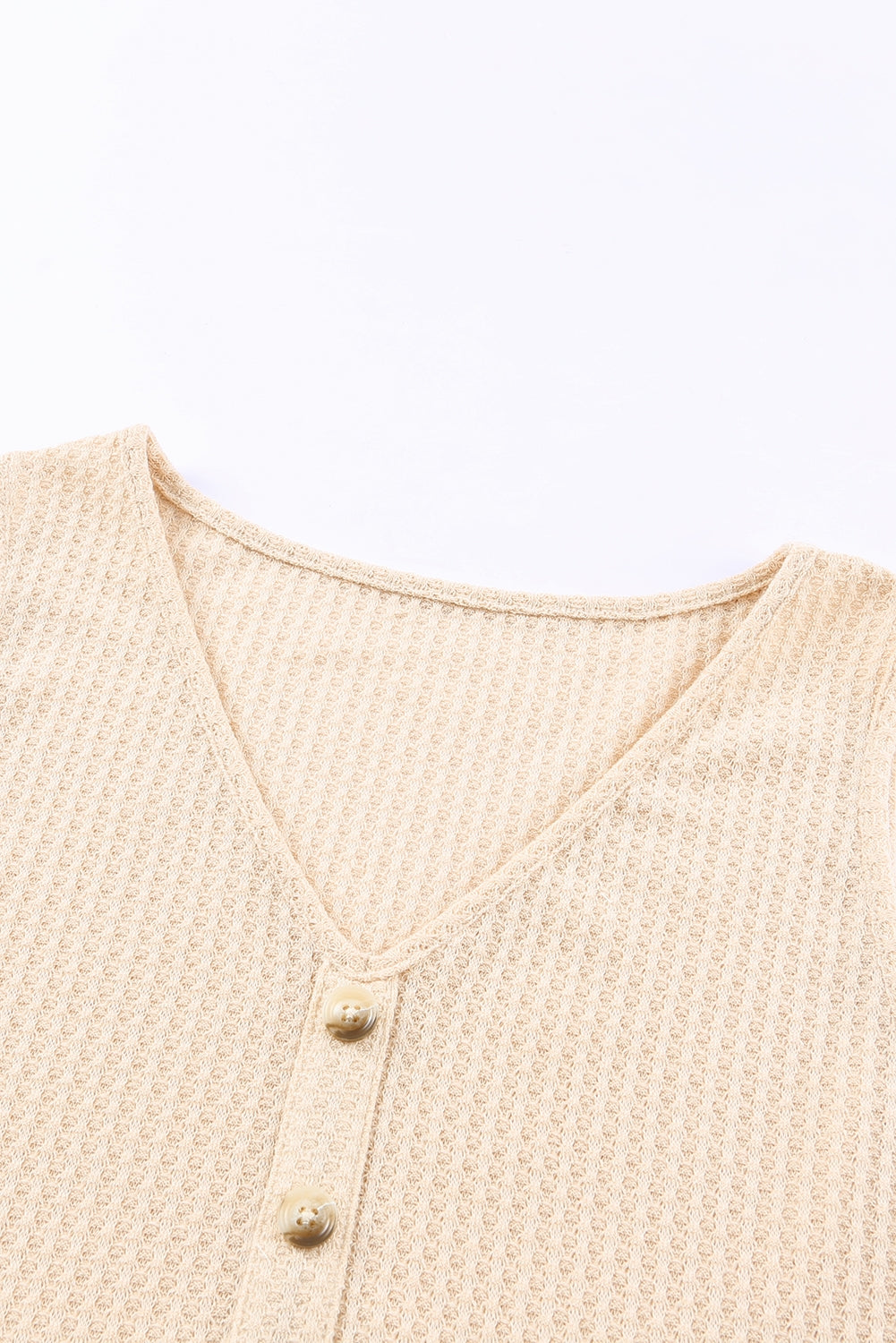 Decorative Button V-Neck Waffle-Knit Tank