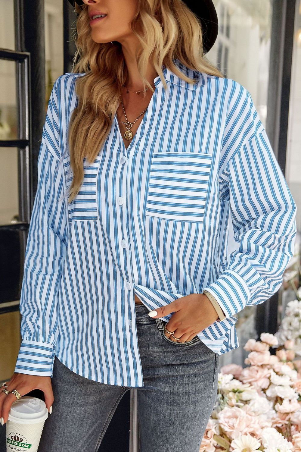 Striped Dropped Shoulder Shirt