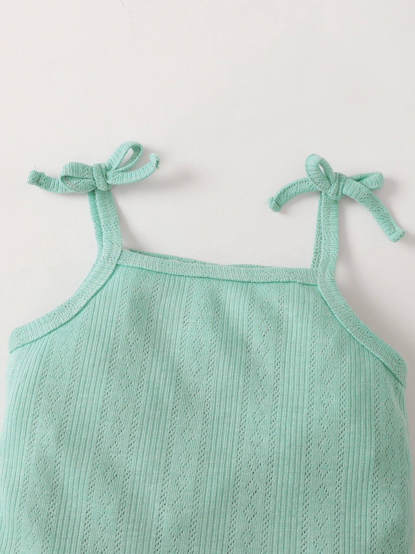 Baby Girl Waffle-Knit Tie-Shoulder Top and Bottoms Set