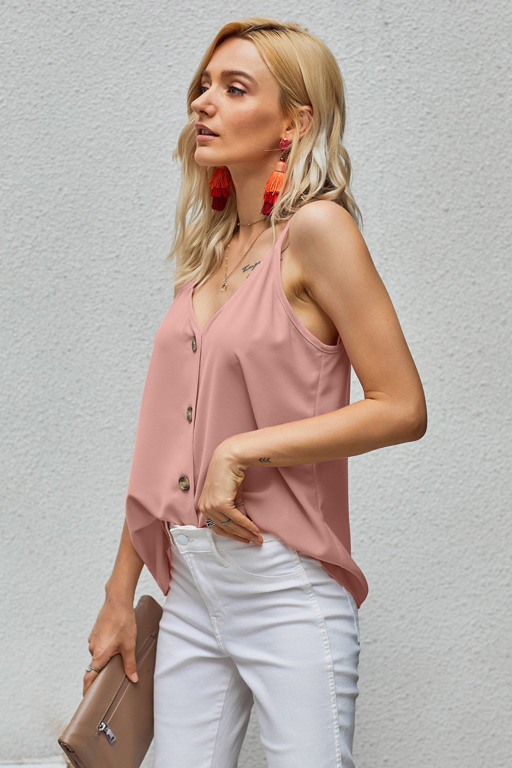 Buttoned V-Neck Cami