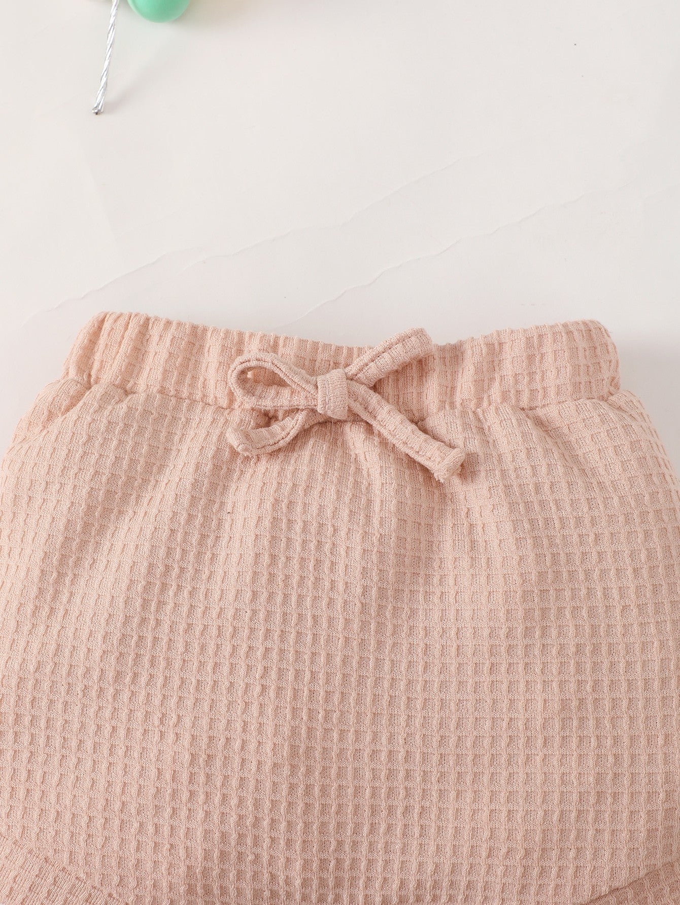 Baby Girl Waffle-Knit Tie-Shoulder Top and Bottoms Set