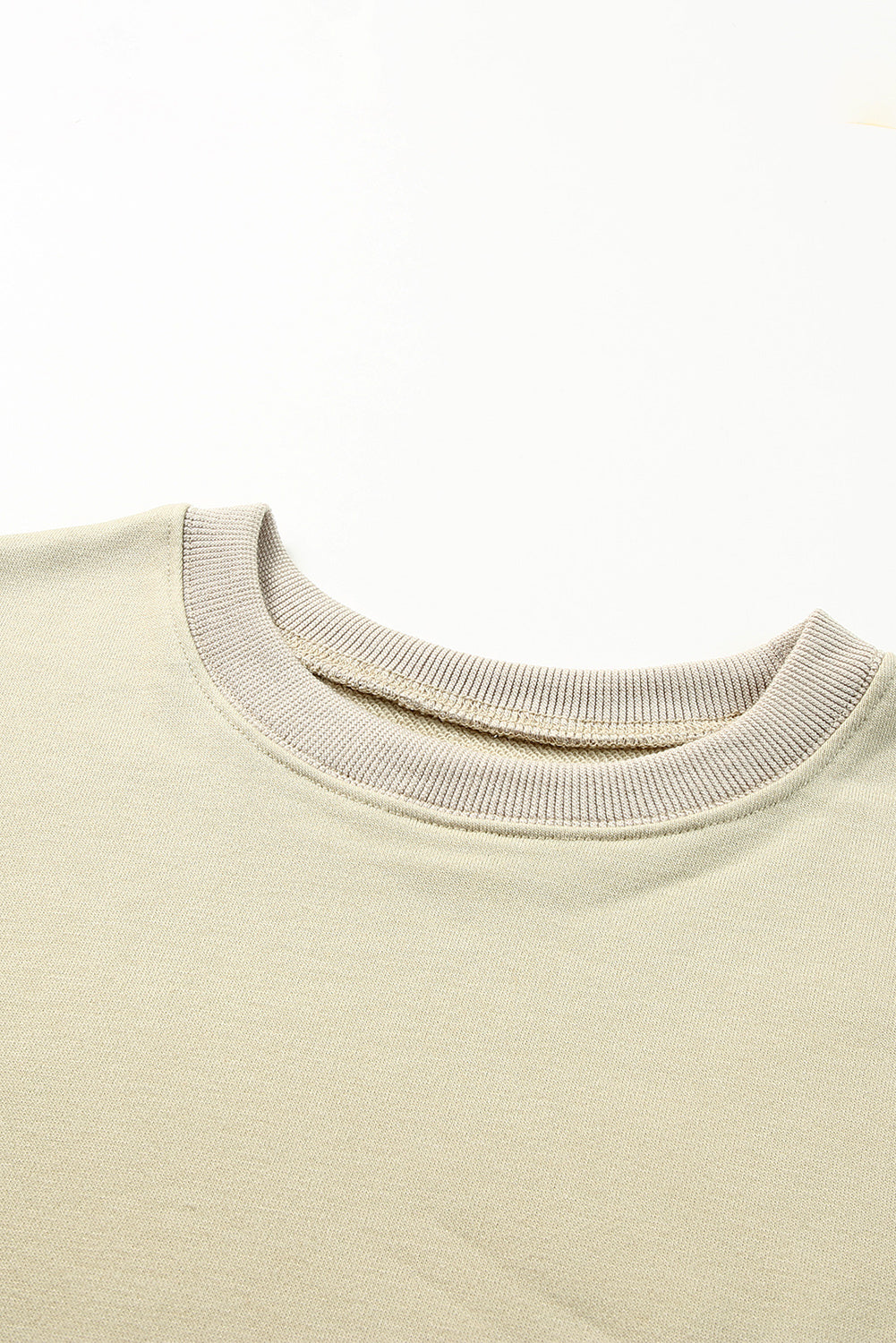 Drop Shoulder Ribbed Trim Crewneck Sweatshirt